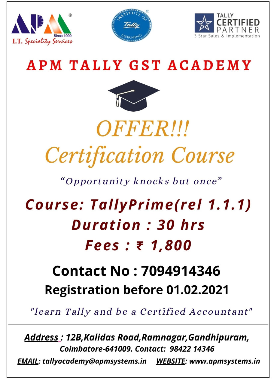 Read more about the article Certification Course – TallyPrime (1.1.1)