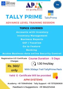 Read more about the article TallyPrime Advance Class